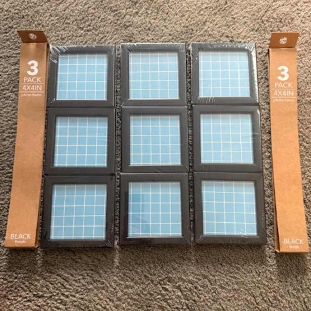 NEW 4"x4" Black Picture Frames - set of 9 Frames